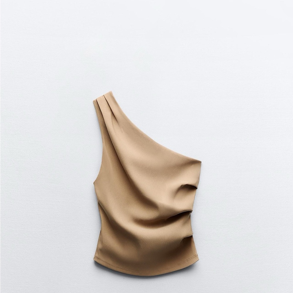 Zara Tan One-Shoulder Top